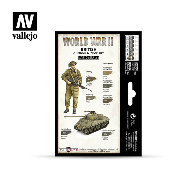 VLJ70204 - Vallejo British Armor/Infantry Paint Set 6pcs