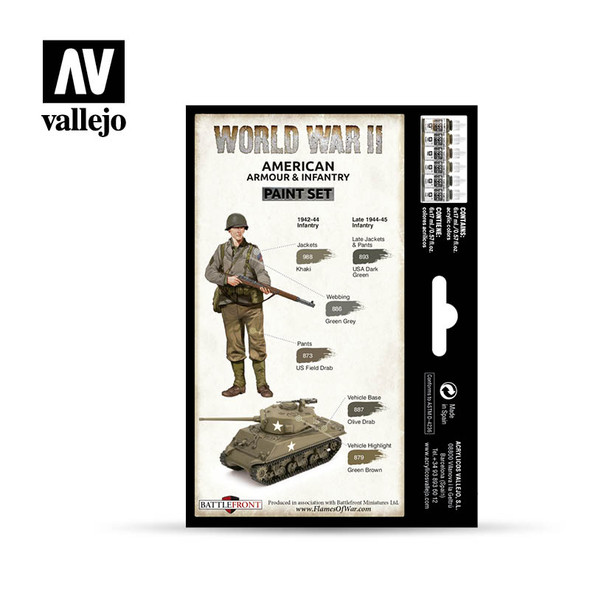 VLJ70203 - Vallejo US Armor/Infantry Paint Set 6pcs