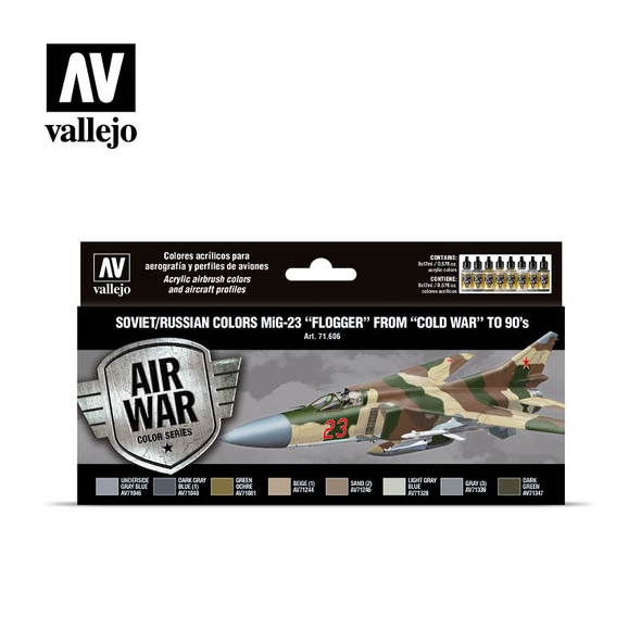 VLJ71606 - Vallejo Air Paint Set Soviet/Russian colors MiG-23 “Flogger” from 70’s to 90’s