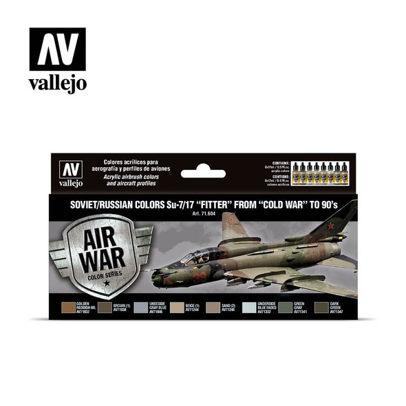VLJ71604 - Vallejo Air Paint Set: Soviet/Russian colors Su-7/17 “Fitter” from “Cold War” to 90’s
