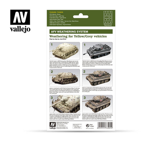 VLJ78405 - Vallejo Weathering Set Yellow/Grey Vehicles