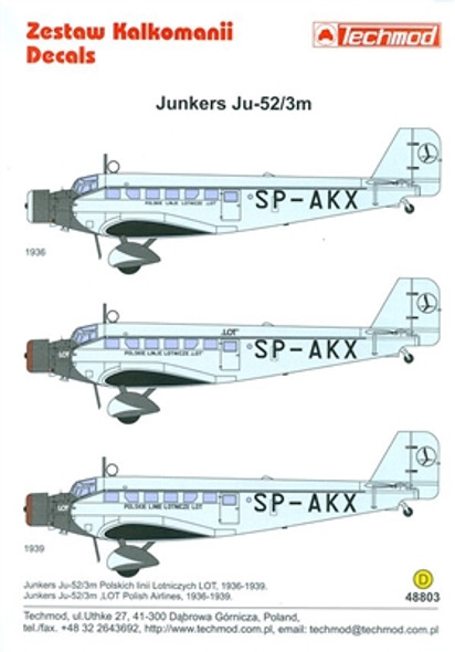 TMD48803- Techmod 1/48  Junkers Ju-52/3m