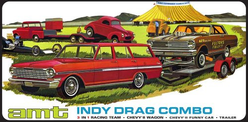 AMT1520 - AMT 1/25 Indy Drag Combo Chevy II Wagon Funny Car & Trailer