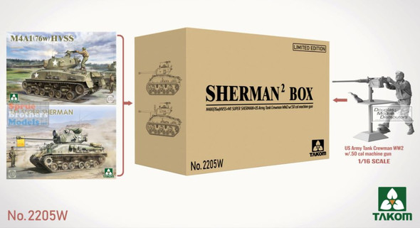 TKM2207W - Takom 1/35 Sherman 2 Big Box - 2 Sherman kits & 1/35 Jeep