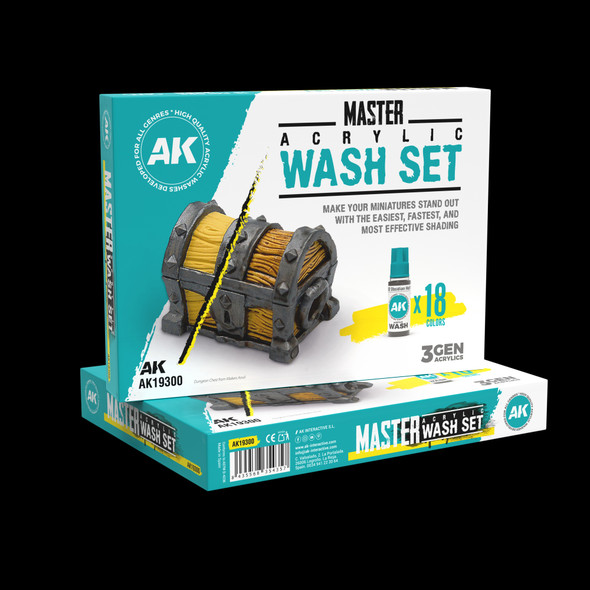 AKI19300 - AK Interactive Master Acrylic Wash Set – Full Range (18 Colors)