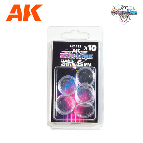 AK1112 -  AK Interactive Wargame Clear Hollow Bases 25mm
