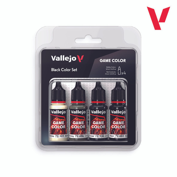 VLJ72393- Vallejo Game Color Black Color Set 18ml