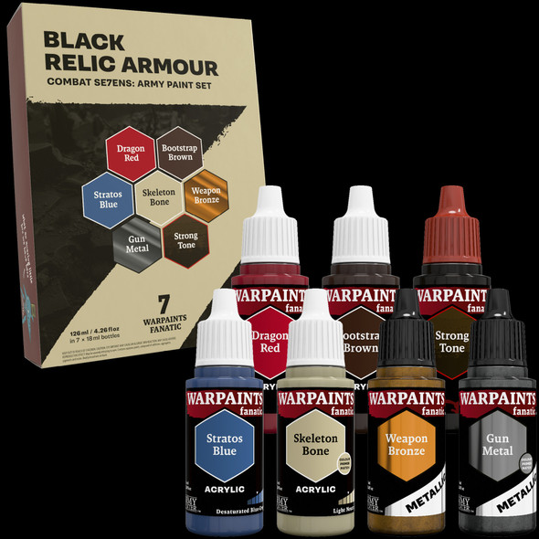 TAPWP8115 - The Army Painter Combat Se7ens Black Relic Armour Paint Set