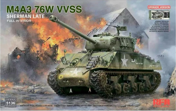 RYERM-5136 - Rye Field Model 1/35 M4A3 76W VVSS Sherman Late with Full Interior Updated Version