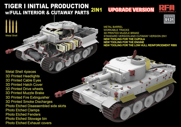 RYERM-5131 - Rye Field Model 1/35 Tiger I Initial Production early 1943 Full Interior Updated Version