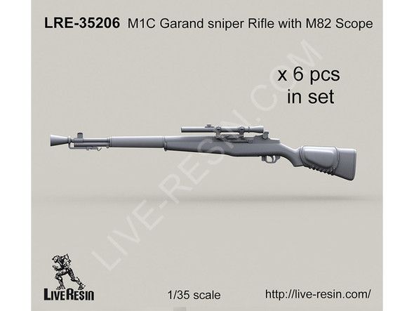 LRE-35206 - Live Resin 1/35 M1C Garand sniper Rifle with M82 Scope