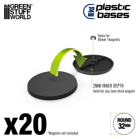 GSW9822 - Green Stuff World Plastic Round Base 32mm (Pack x20)