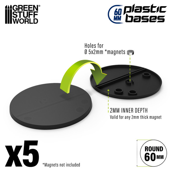 GSW11274 - Green Stuff World Plastic Round Base 60mm (Pack x5)