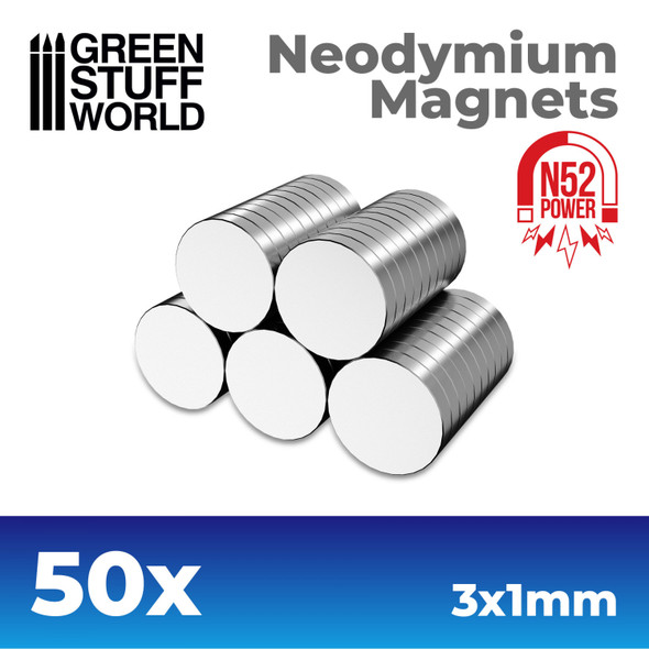 GSW9259 - Green Stuff World Neodymium Magnets 3x1mm - SET x50 (N52)