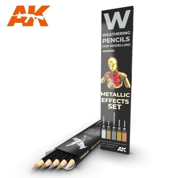 AKIAK10046 - AK Interactive Weathering Pencil set: Metallic Effects