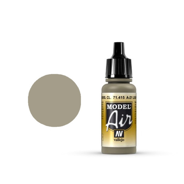 VLJ71415 - Vallejo - Model Air: A-21 Light Greyish Brown - 17 mL Bottle - Acrylic / Water Based - Flat