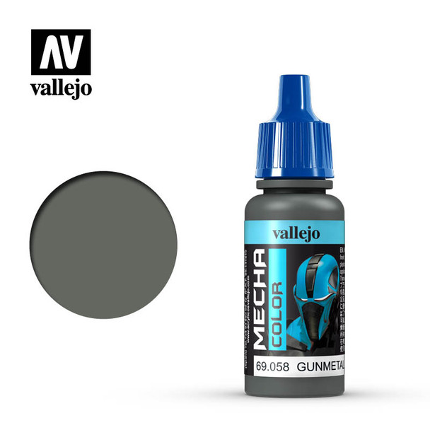 VLJ69058 - Vallejo - Mecha Color: Gunmetal - 17mL Bottle - Acrylic / Water Based - Flat
