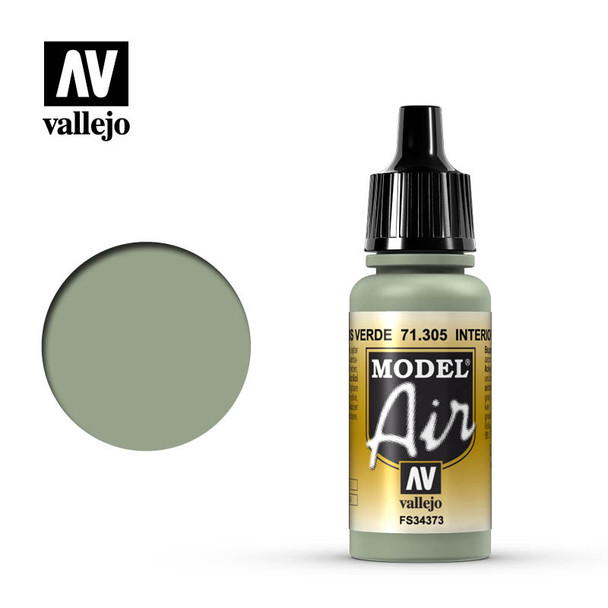 VLJ71305 - Vallejo - Model Air: Interior Grey Green - 17mL Bottle - Acr ylic / Water Based - Flat - FS 34373