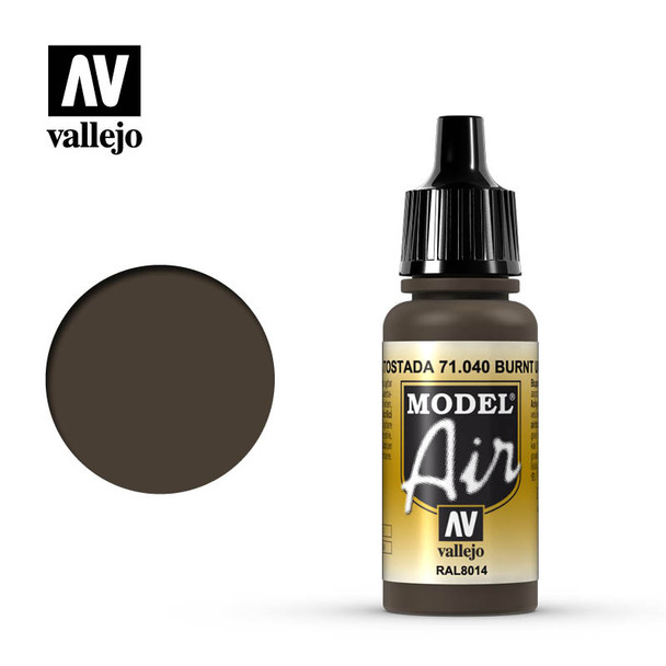 VLJ71040 - Vallejo - Model Air: Burnt Umber - 17mL Bottle - Acrylic / W ater Based - Flat