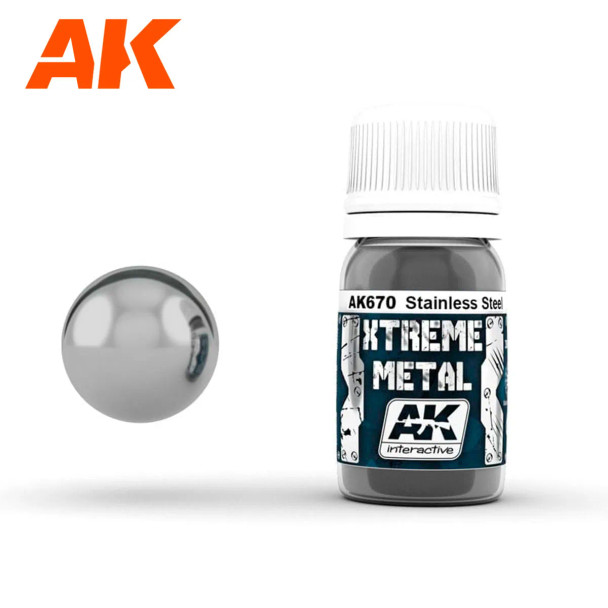 AKIAK670 - AK Interactive Xtreme Metal: Stainless Steel 30ml