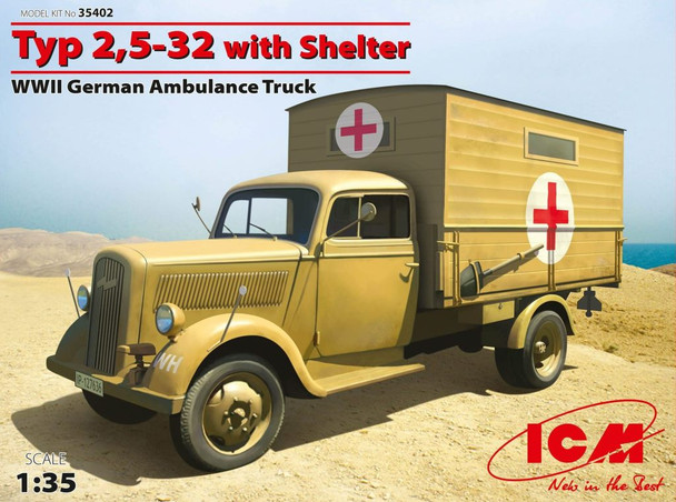 ICM35402 - ICM - 1/35 Type 2.5-32 w/ Shelter WWII German Ambulance Truck