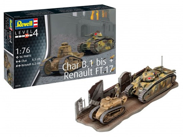 RAG03278 - Revell - 1/76 Char B1 & Renault FT-17 (Discontinued)