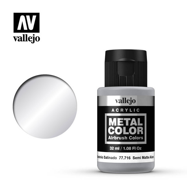 VLJ77716 - Vallejo Metal Colour: Semi-Matte Aluminum - 32mL Bottle