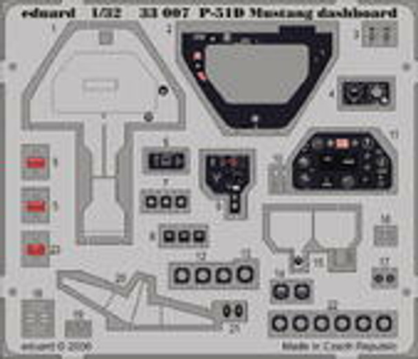 EDU33077 - 1/32 P-51D Mustang Dashboard - For Hasegawa Kit 35248