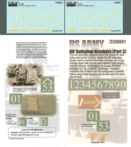 EFDD356061 - Echelon Fine Details 1/35 US Army OIF Battalion Numbers pt.3