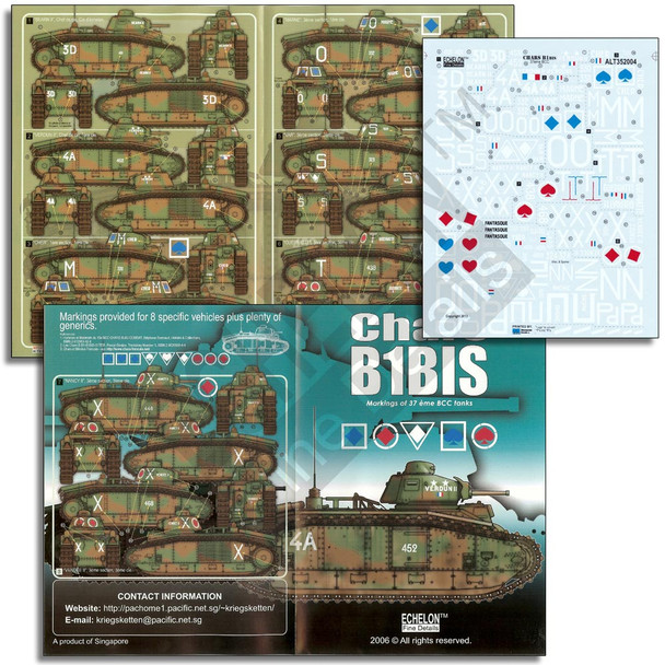 EFDALT352004 - Echelon Fine Details 1/35 Char B1bis Decals 37th BCC Tanks