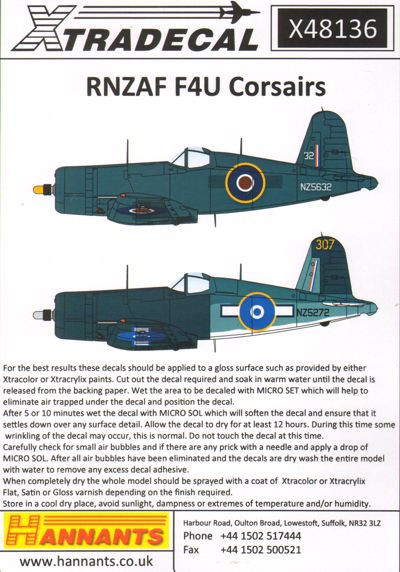 EXD48136 - ExtraDecal 1/48 RNZAF F4U Corsair
