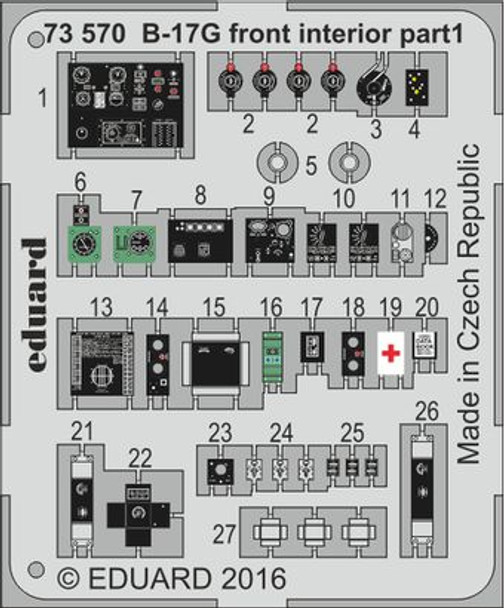 EDU73570 - Eduard Models 1/72 B-17G Front Interior Details - For Airfix Kit