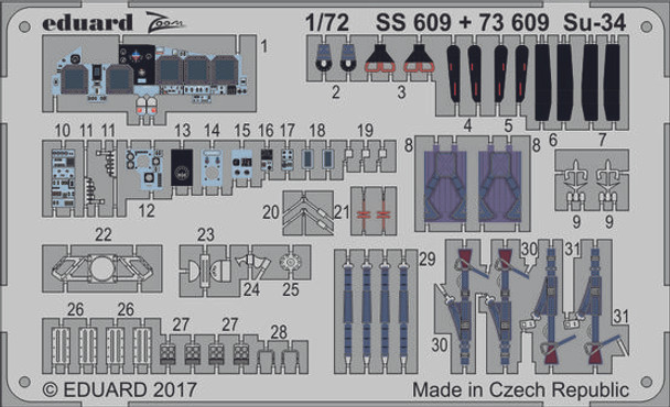 EDU73609 - Eduard Models 1/72 Su-34 Details - For Trumpeter Kit