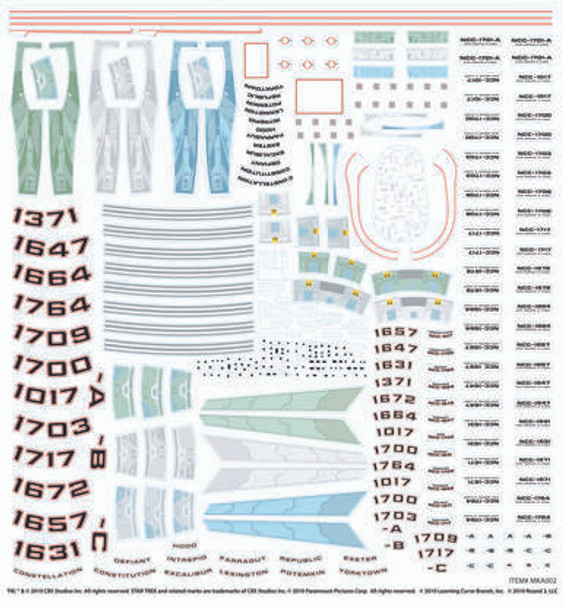 POLMKA002 - Polar Lights 1/1000 Star Trek U.S.S. Enterprise NCC-1701-A  - Supplemental decal sheet