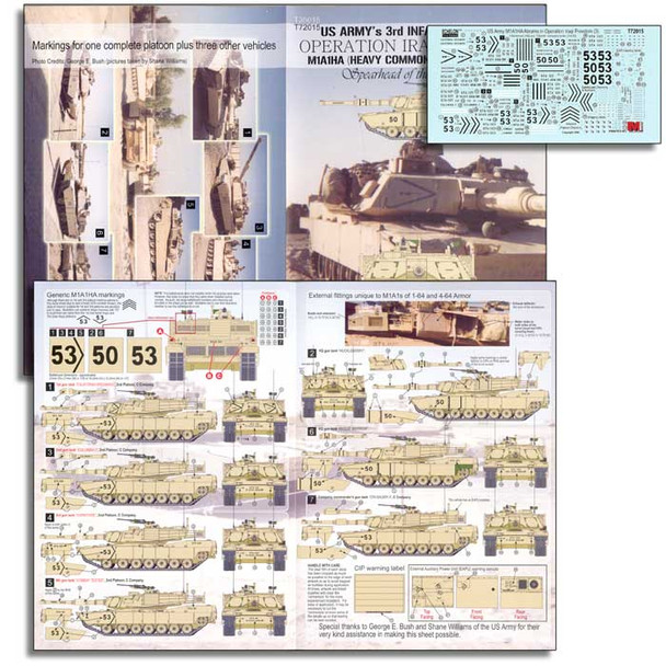 EFDT72015 - Echelon Fine Details 1/72 - US Army's 3rd Infantry Division Operation Iraqi Freedom M1A1HA (Heavy Common) Abrams - Decal Set