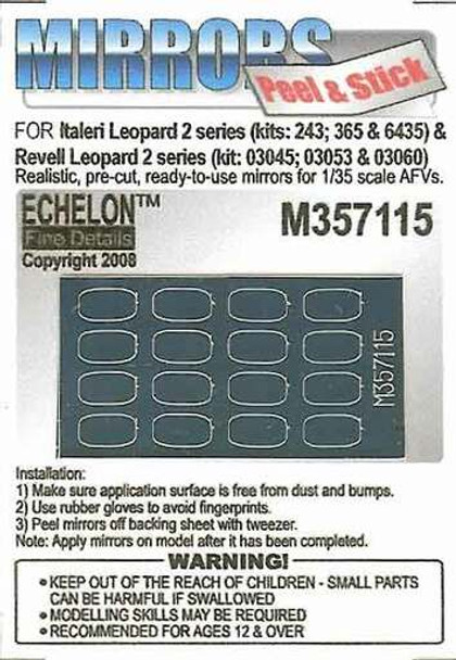 EFDM357115 - Echelon Fine Details 1/35 - Peel & Stick Mirrors For Italeri Leopard 2 Series (Kit 243, 365 & 6435) & Revell Leopard 2 Series (Kit 03045, 03053 & 03060)