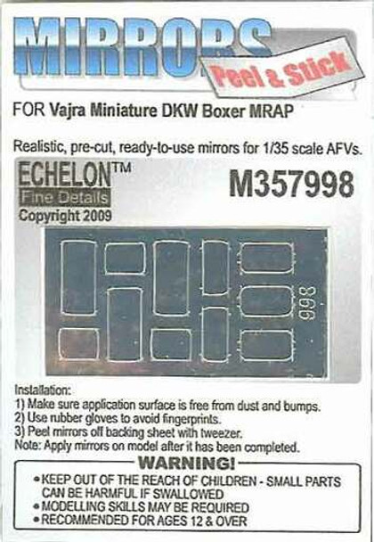 EFDM357998 - Echelon Fine Details 1/35 - Peel & Stick Mirrors for Vajra Miniature DKW Boxer MRAP