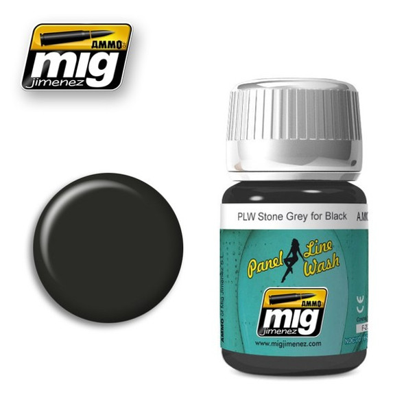 MIG1615 - Ammo by Mig Panel Line Wash Stone Grey for Black