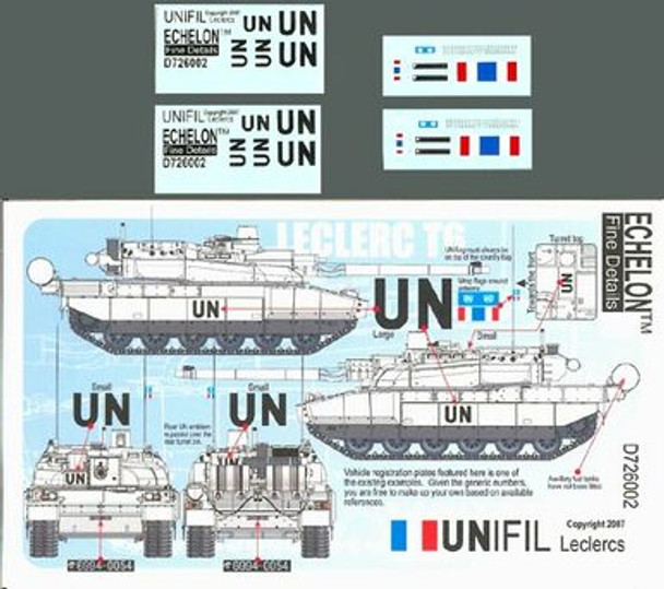 EFDD726002 - Echelon Fine Details 1/72 UNIFIL Leclerc T6 - Decal sheet