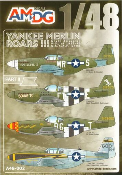 MDDA48-002 - AMDG Decals 1/48 Yankee Merlin Roars Part II - Decal sheet