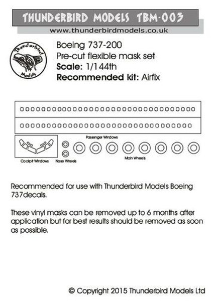 THUTBM-003 - Thunderbird Models 1/144 B737-200 Mask - For Airfix Kit