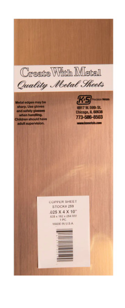 KSE259 - K & S Engineering Copper Sheet .025x4x10in
