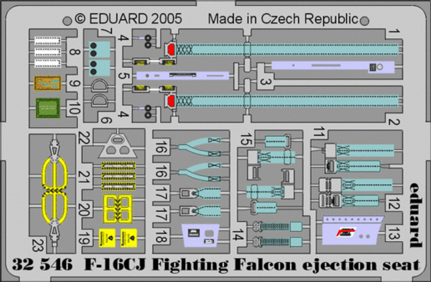 EDU32546 - Eduard Models 1/32 F-16CJ Fighting Falcon Ejection Seat Details - For Tamiya Kit