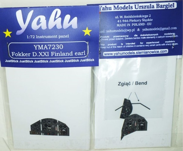 YAHA7230 - Yahu Models 1/72 Fokker D.XXI Finland Early Instrument Panel