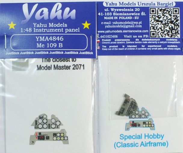 YAHA4846 - Yahu Models 1/48 BF-109 B Instrument Panel