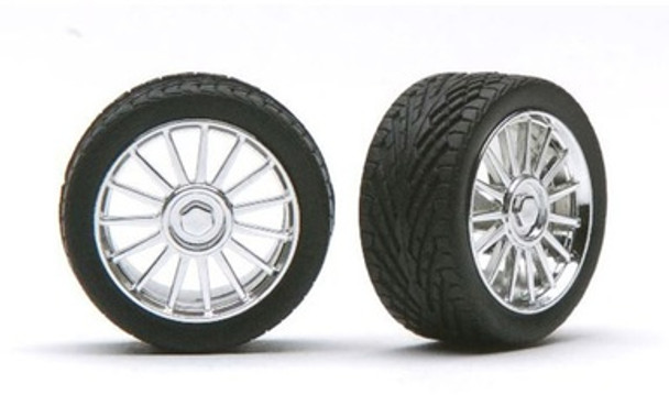 PMA1206 - Pegasus 1/25 Chrome Spider Rims with Tires
