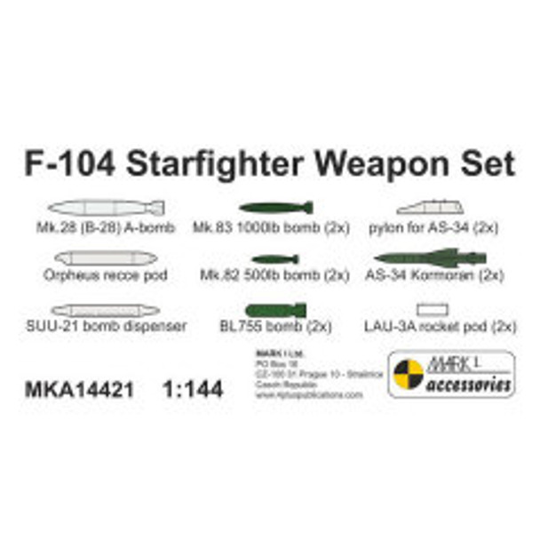 MKIA14421 - Mark I Models 1/144 F-104 Starfighter Weapon Set