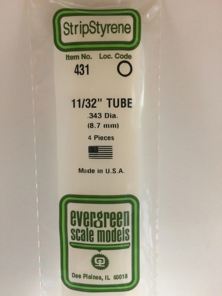 EVE431 - Evergreen Scale Models 11/32 Tubes"