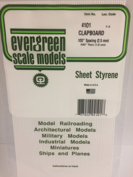 EVE4101 - Evergreen Scale Models .100x.040 Clapboard
