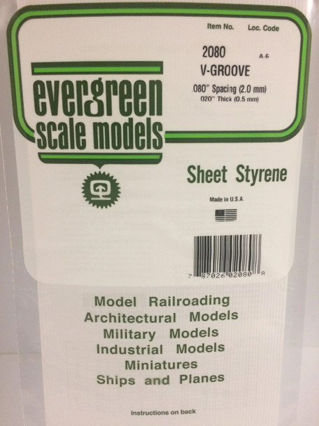 EVE2080 - Evergreen Scale Models .080x.020 V-Groove